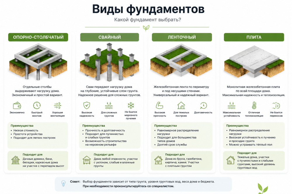 Какой фундамент выбрать для дома из минибруса? Виды фундаментов